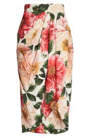 Camellia Print Stretch Cady Tulip Midi Skirt   Nordstrom at Nordstrom